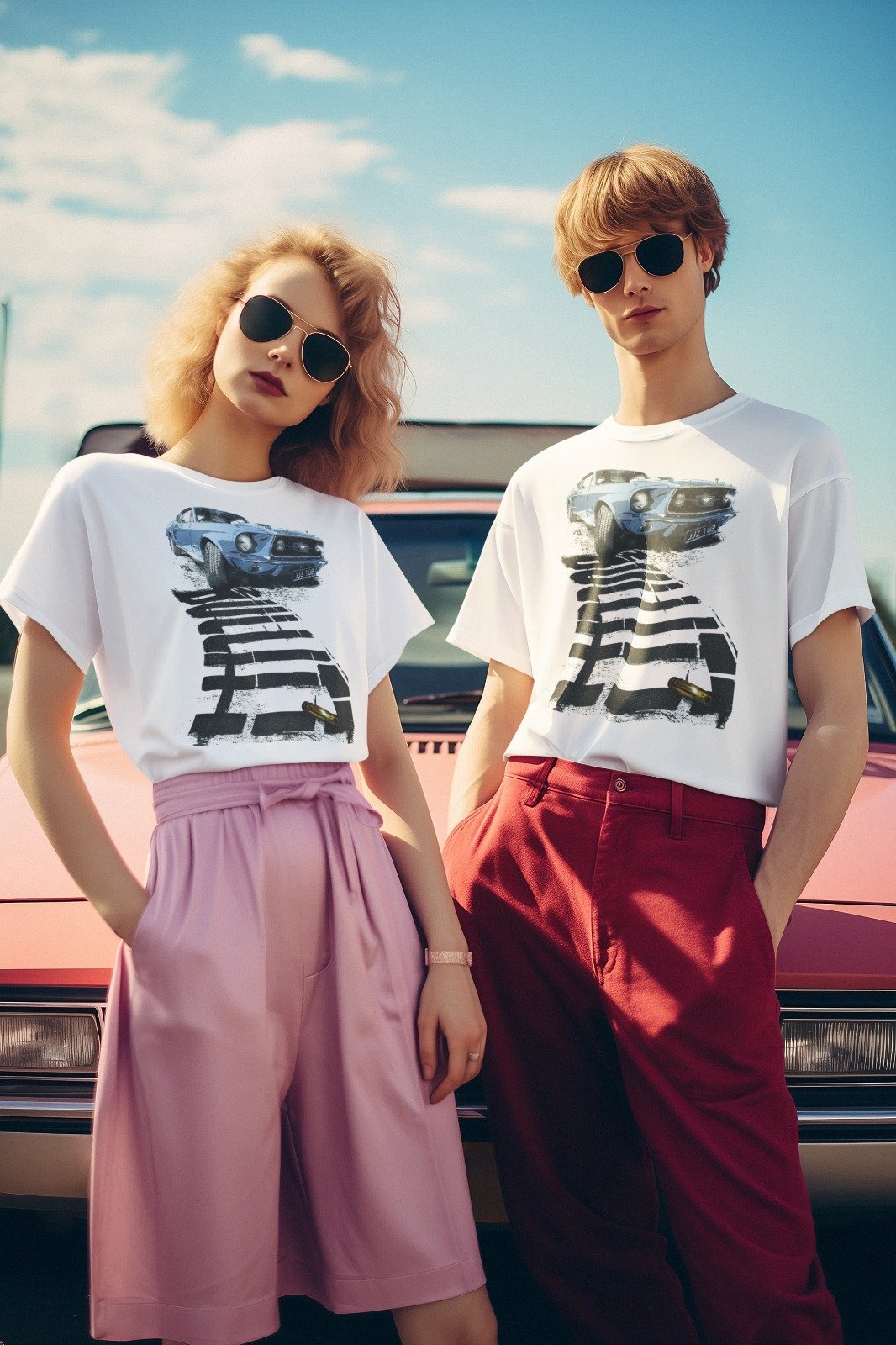 WhatsApp-Image-2025-08-07-at-9.25.08-AM-4.jpeg Unisex Printed Tee – Classic Blue Mustang Car Graphic - Image 1