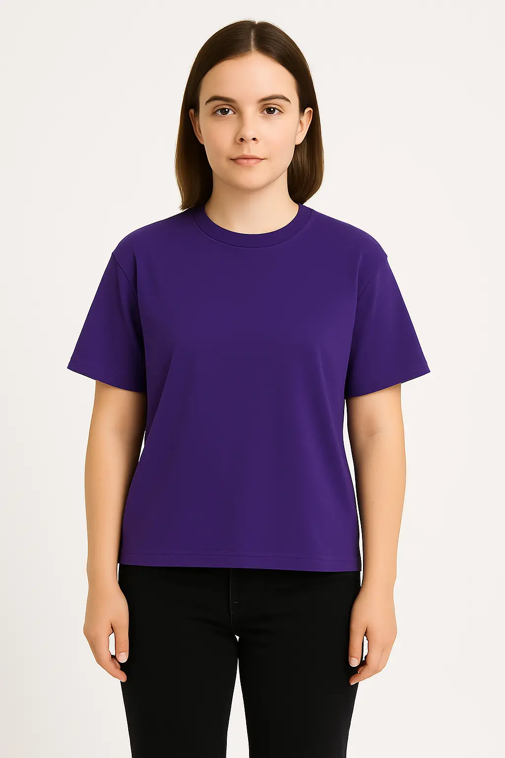 Womens-Purple-T-Shirt-–-Deep-Violet-Minimalist-Tee.webp Purple T-Shirt – Deep Violet Minimalist Tee - Image 1